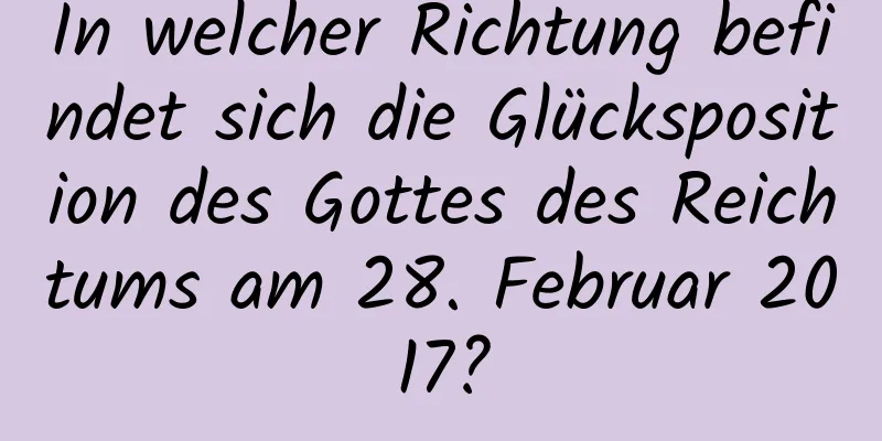 In welcher Richtung befindet sich die Glücksposition des Gottes des Reichtums am 28. Februar 2017?