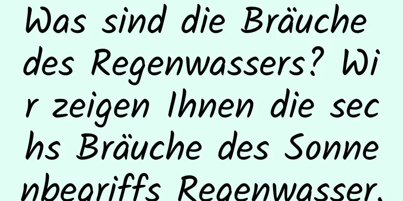 Was sind die Bräuche des Regenwassers? Wir zeigen Ihnen die sechs Bräuche des Sonnenbegriffs Regenwasser.