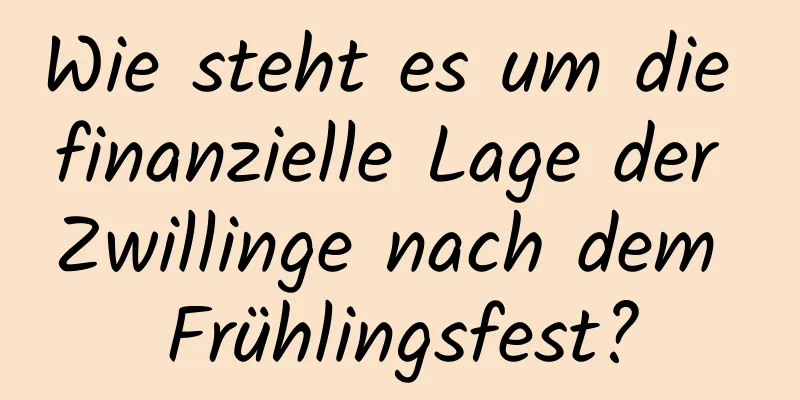 Wie steht es um die finanzielle Lage der Zwillinge nach dem Frühlingsfest?