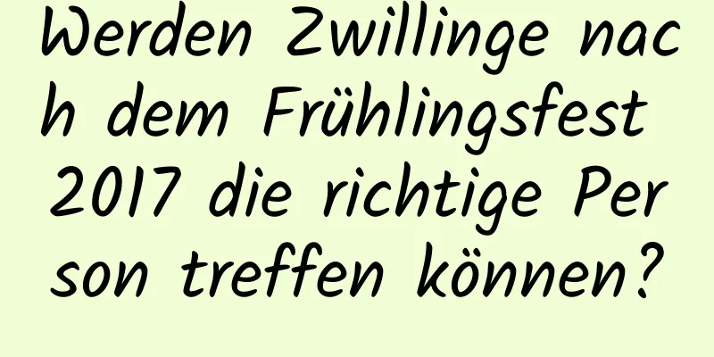 Werden Zwillinge nach dem Frühlingsfest 2017 die richtige Person treffen können?