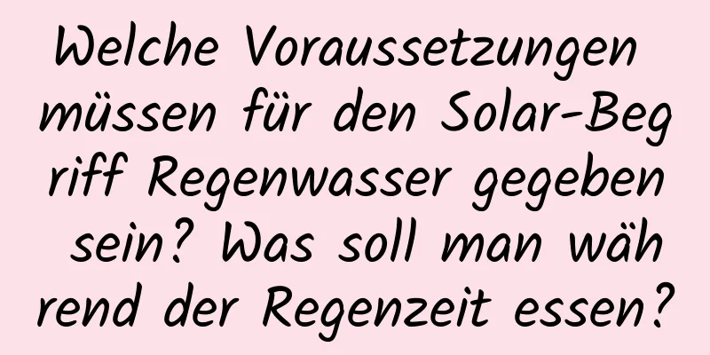 Welche Voraussetzungen müssen für den Solar-Begriff Regenwasser gegeben sein? Was soll man während der Regenzeit essen?