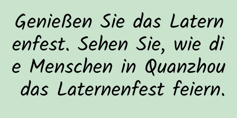 Genießen Sie das Laternenfest. Sehen Sie, wie die Menschen in Quanzhou das Laternenfest feiern.