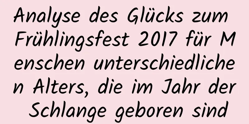 Analyse des Glücks zum Frühlingsfest 2017 für Menschen unterschiedlichen Alters, die im Jahr der Schlange geboren sind