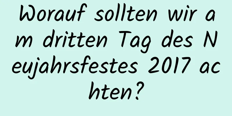 Worauf sollten wir am dritten Tag des Neujahrsfestes 2017 achten?