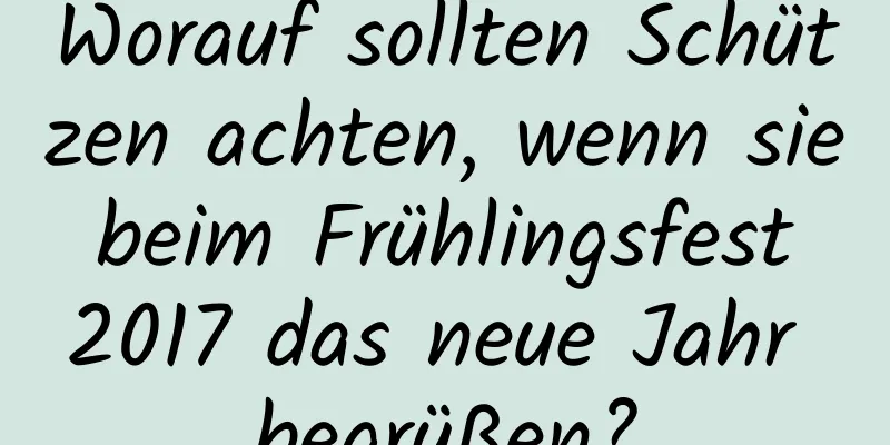 Worauf sollten Schützen achten, wenn sie beim Frühlingsfest 2017 das neue Jahr begrüßen?