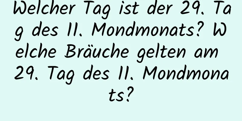 Welcher Tag ist der 29. Tag des 11. Mondmonats? Welche Bräuche gelten am 29. Tag des 11. Mondmonats?