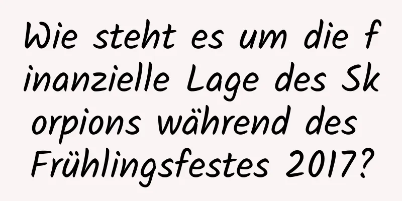 Wie steht es um die finanzielle Lage des Skorpions während des Frühlingsfestes 2017?