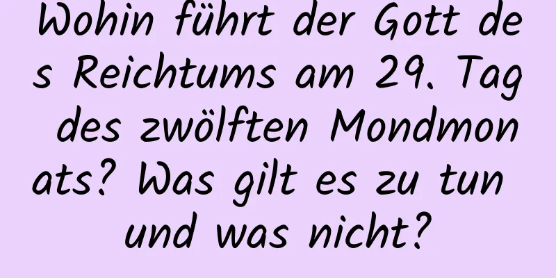 Wohin führt der Gott des Reichtums am 29. Tag des zwölften Mondmonats? Was gilt es zu tun und was nicht?