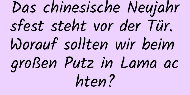 Das chinesische Neujahrsfest steht vor der Tür. Worauf sollten wir beim großen Putz in Lama achten?