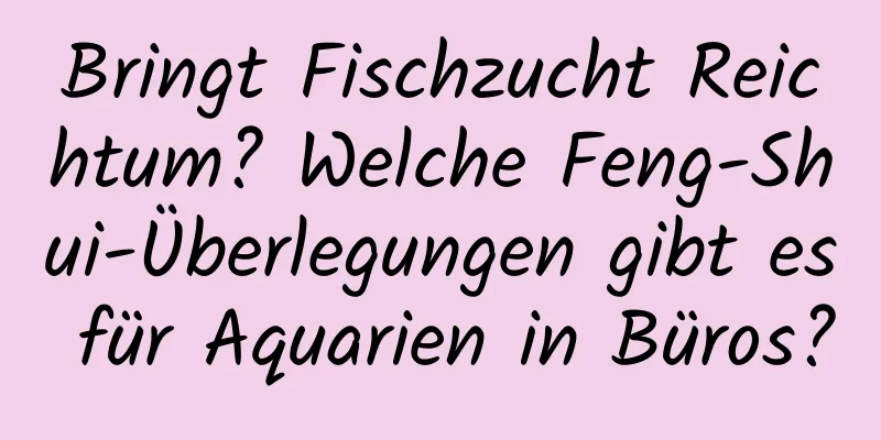 Bringt Fischzucht Reichtum? Welche Feng-Shui-Überlegungen gibt es für Aquarien in Büros?