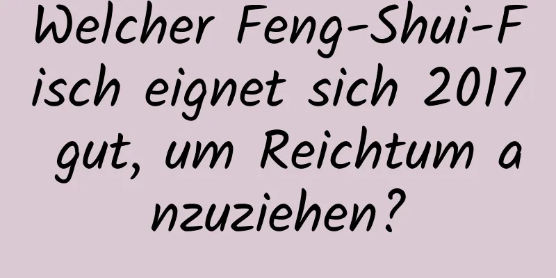 Welcher Feng-Shui-Fisch eignet sich 2017 gut, um Reichtum anzuziehen?