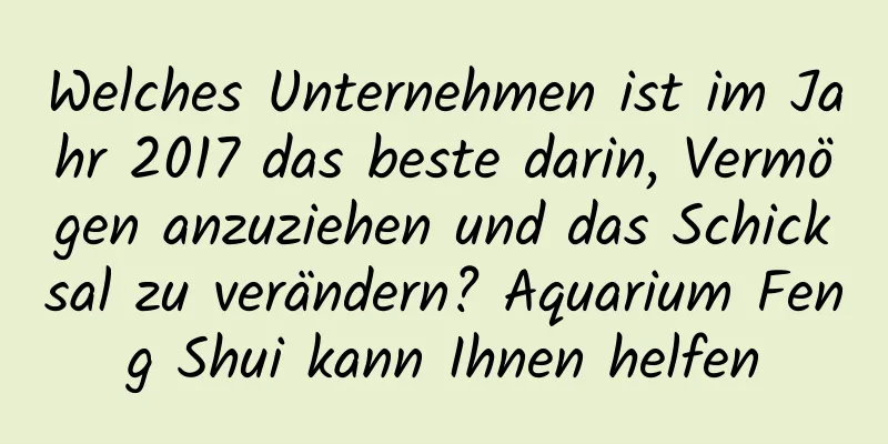 Welches Unternehmen ist im Jahr 2017 das beste darin, Vermögen anzuziehen und das Schicksal zu verändern? Aquarium Feng Shui kann Ihnen helfen