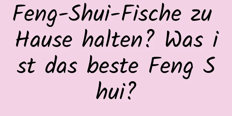 Feng-Shui-Fische zu Hause halten? Was ist das beste Feng Shui?