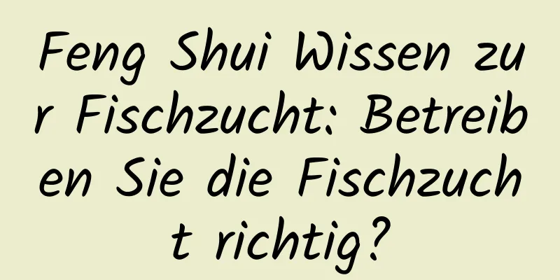 Feng Shui Wissen zur Fischzucht: Betreiben Sie die Fischzucht richtig?