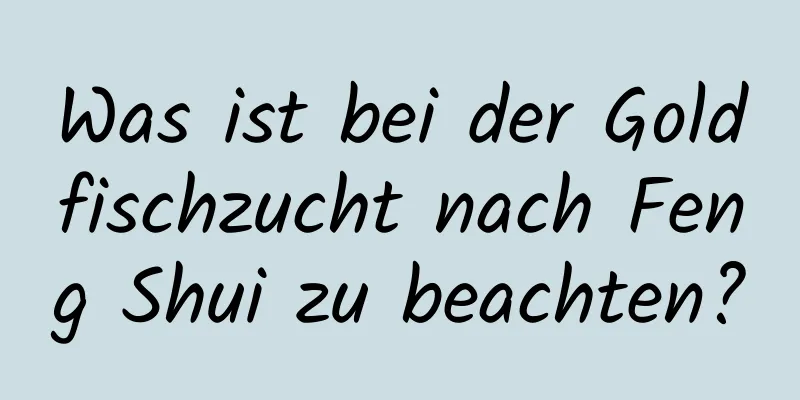 Was ist bei der Goldfischzucht nach Feng Shui zu beachten?